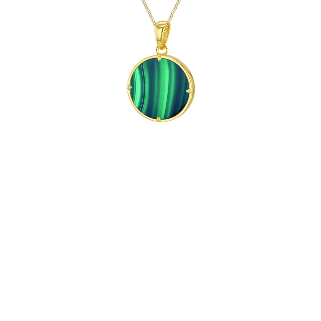 Sterling Silver Yellow Gold Plated Malachite Tree of Life Pendant