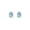 9CT Yellow Gold Oval Aquamarine Claw Stud Earrings 7x5mm