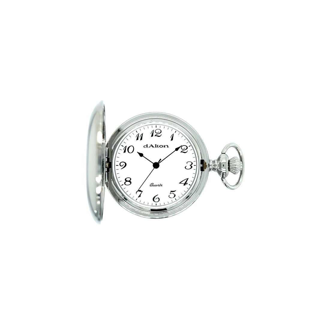 Dalton Silver-Tone Pocket Watch with Full Figure Dial