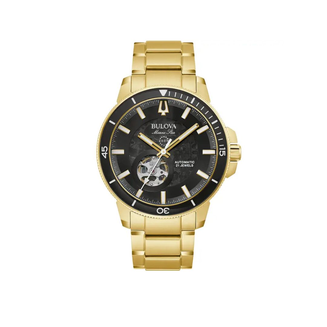 Bulova Marine Star Automatic – Black Dial & Gold-Tone Case