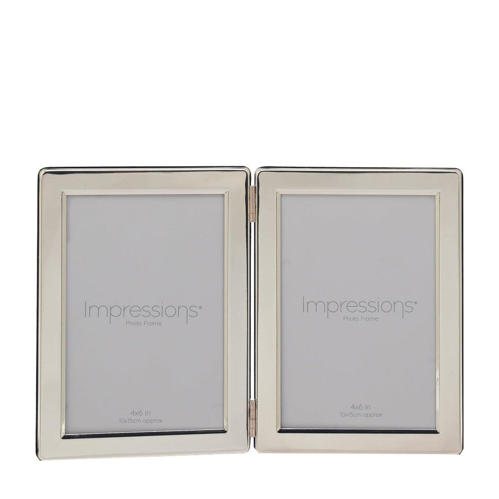 Impressions Double Photo Frame 4" x 6" - Silver Plated