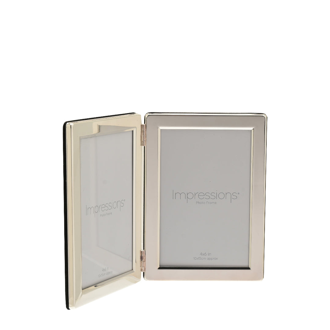 Impressions Double Photo Frame 4" x 6" - Silver Plated