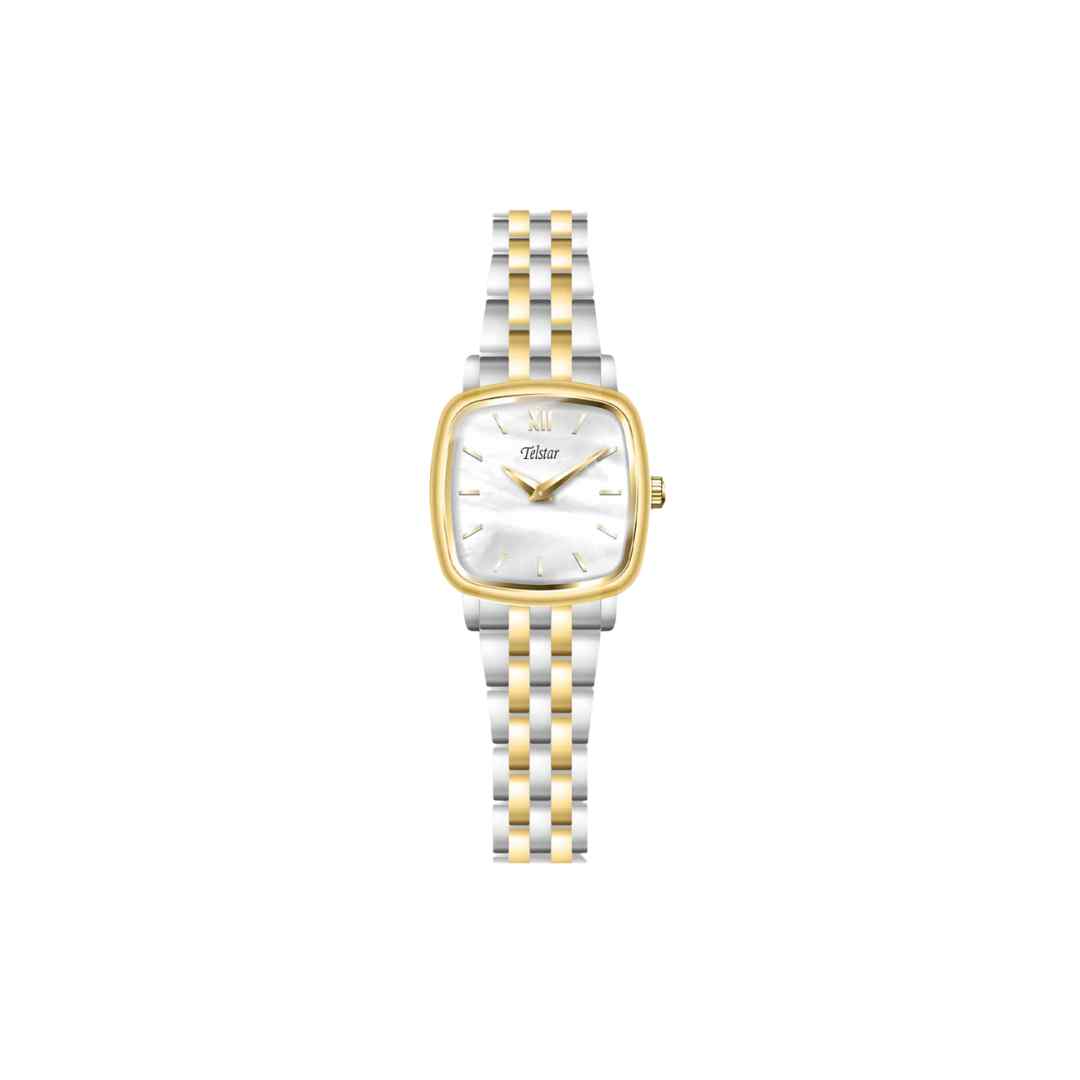 Telstar Ladies Two‑Tone Square‑Dial Bracelet Watch