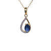 Oval Sapphire CZ Teardrop Pendant – 9ct Gold
