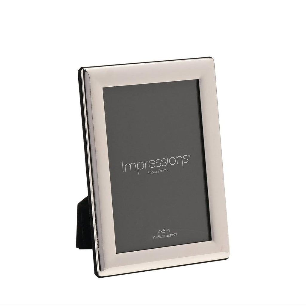 Silver photo frame with 'Impressions' branding on a white background