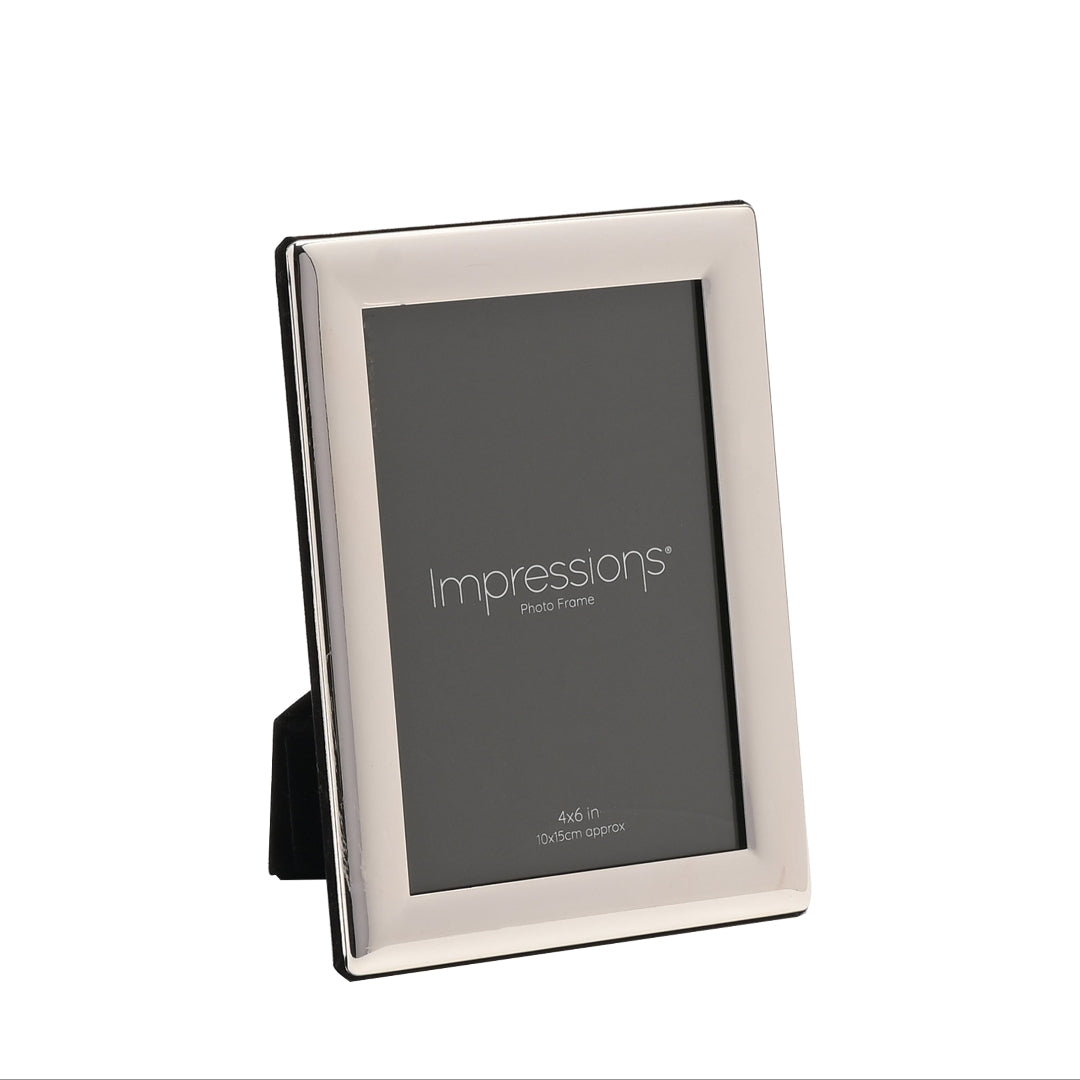 Silver photo frame with 'Impressions' branding on a white background