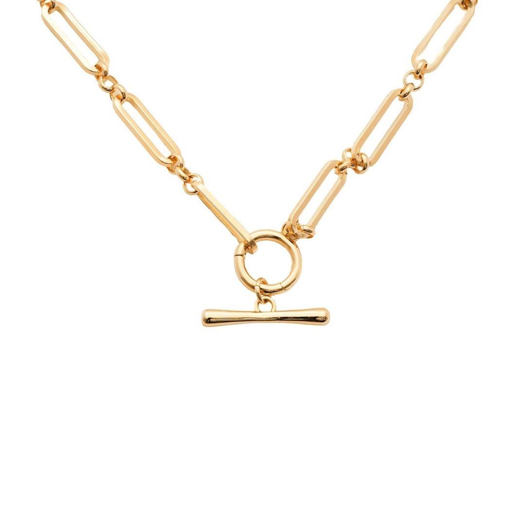 Burren Two of Hearts T-Bar Necklace - Gold