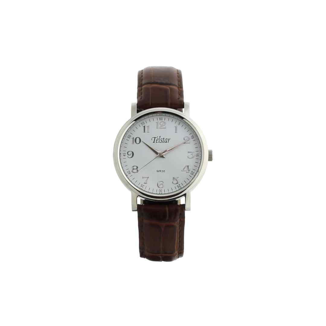 Telstar Gents Classic Silver & Brown Watch