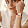Amalys Emma Red Strap Watch – White Dial with Leather Band