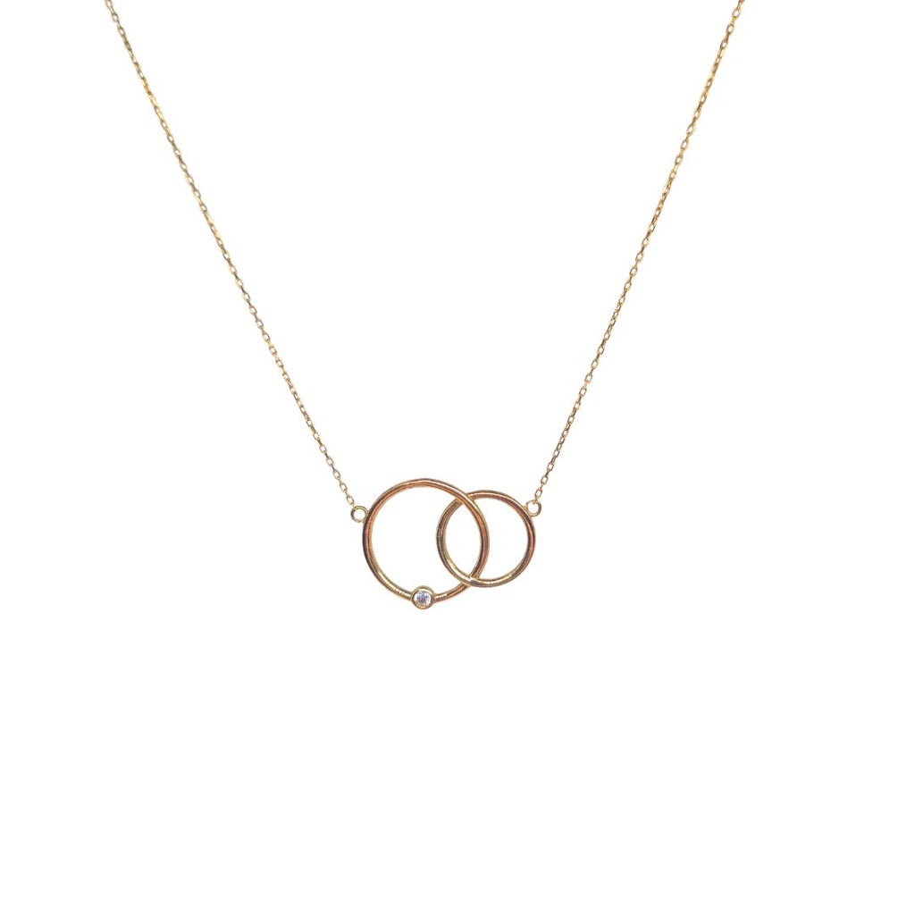 9ct Gold Interlocking Circle Necklace – CZ Accent