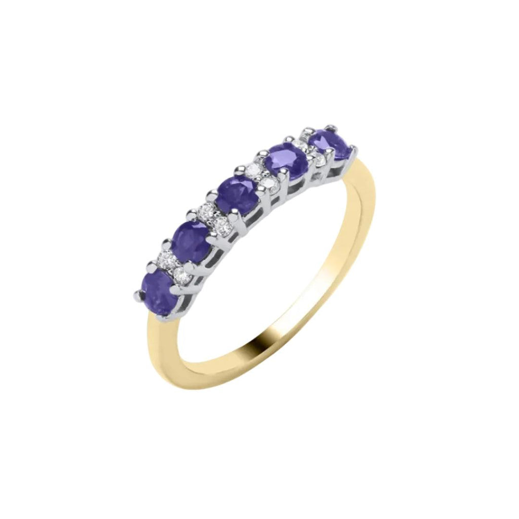 9ct Gold Sapphire & Diamond 5‑Stone Ring