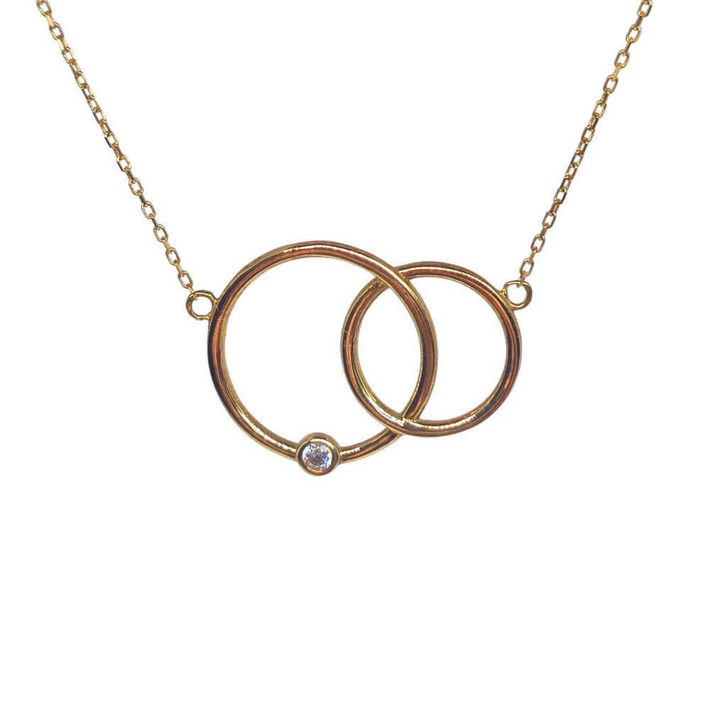 9ct Gold Interlocking Circle Necklace – CZ Accent
