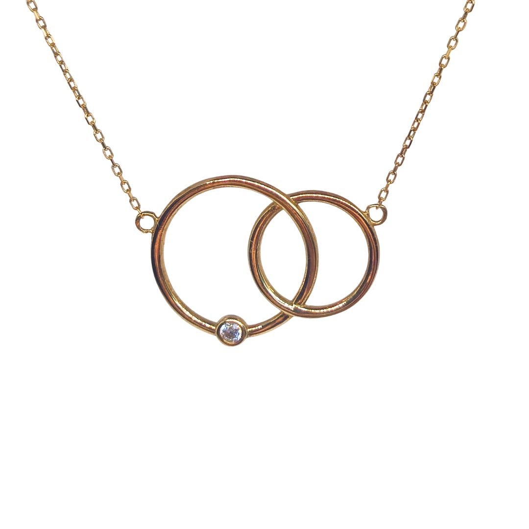 9ct Gold Interlocking Circle Necklace – CZ Accent