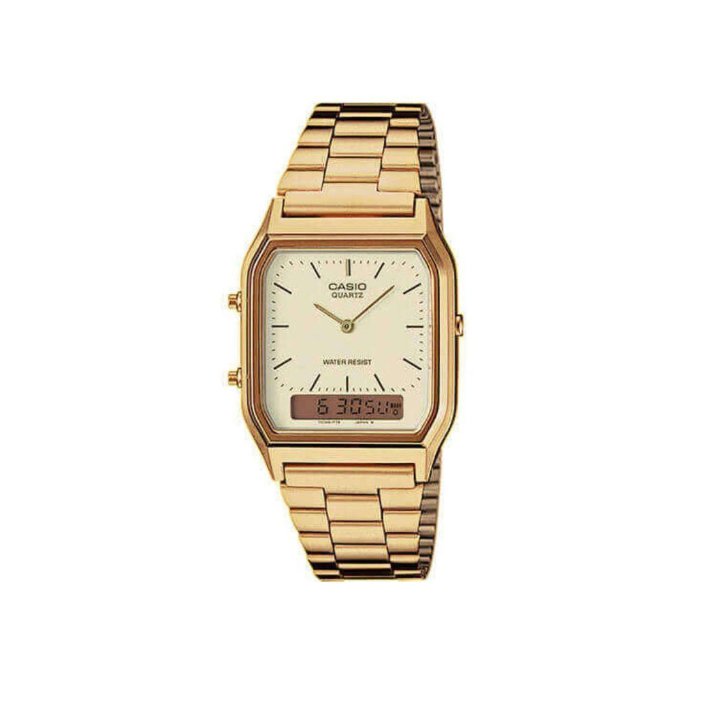 Casio Vintage Analogue-Digital – Gold Tone Band with Dual Time
