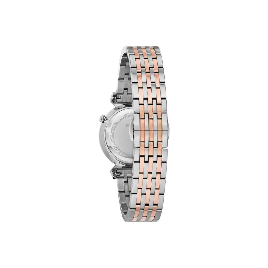 Bulova Crystal Turn Style Two Tone Bracelet & Mother of Pearl Dial
