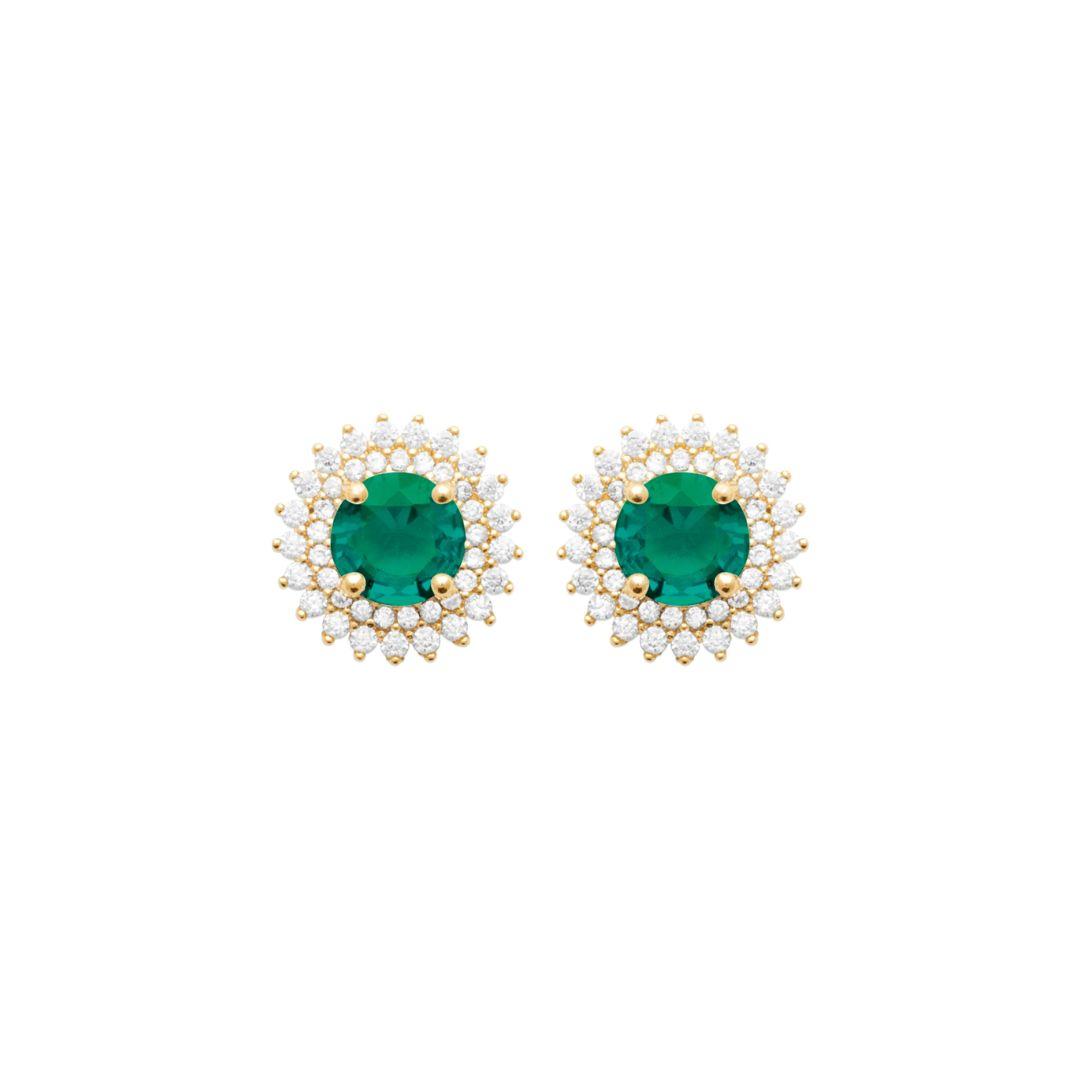 Burren "Madelyn Emerald Earrings" – Gold
