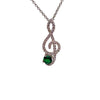 Melody Muse Sterling Silver Pendant – Emerald CZ Treble Clef