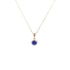 Blue CZ Halo Pendant Necklace - 9ct Gold
