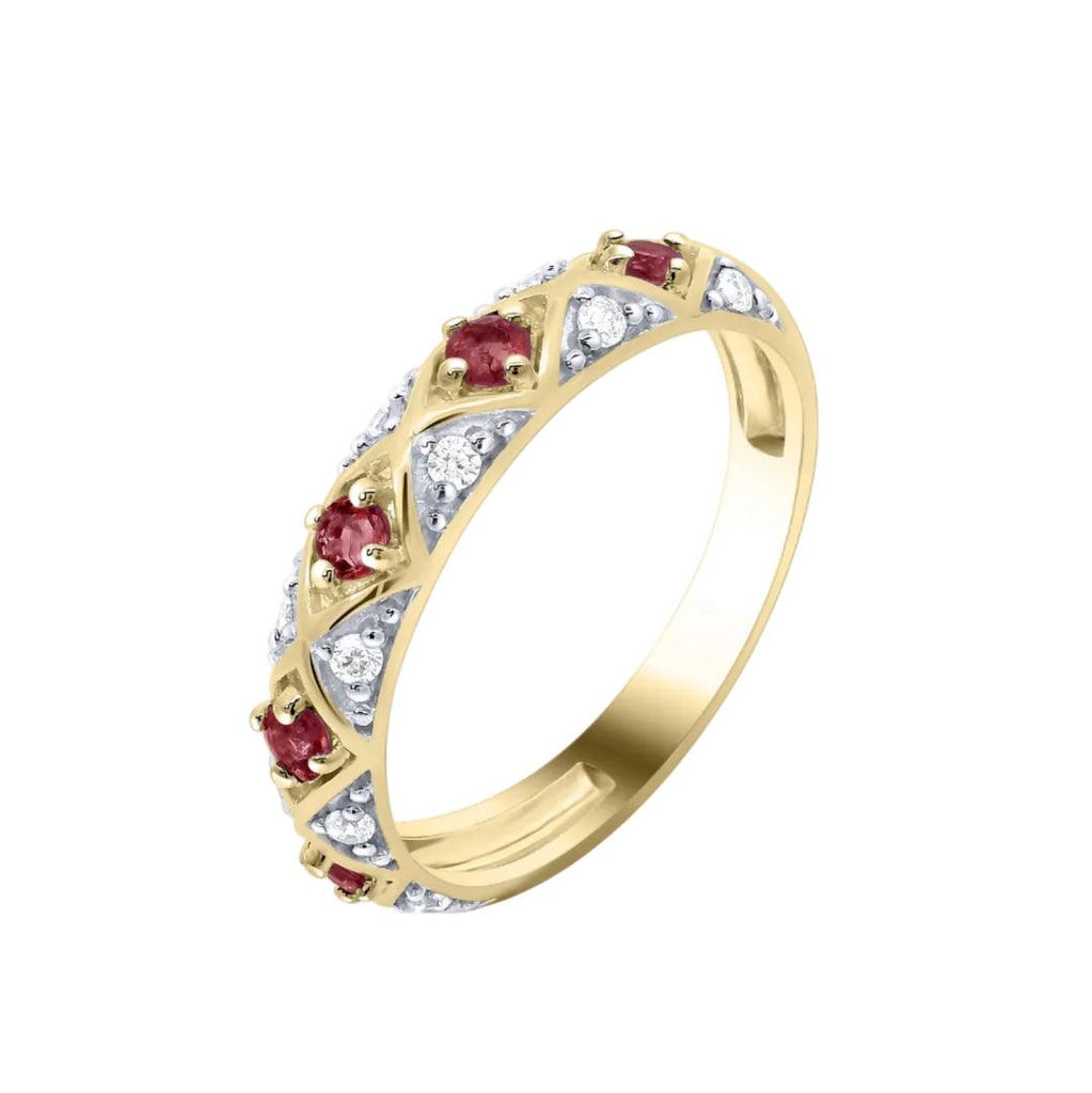 18ct Yellow Gold Ruby & Natural Diamond Ring