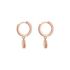 Hexagon Drop Hoop Earrings - Sterling Silver - Rose Gold