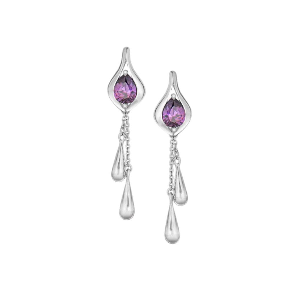 Silver Amethyst Drop Earrings  – Sterling Sliver