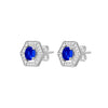 Sapphire Blue Hexagon Stud Earrings - Sterling Silver