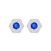 Sapphire Blue Hexagon Stud Earrings - Sterling Silver