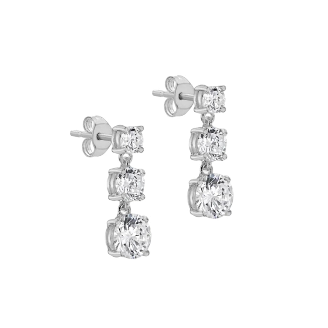 Triple CZ Drop Earrings – Sterling Silver