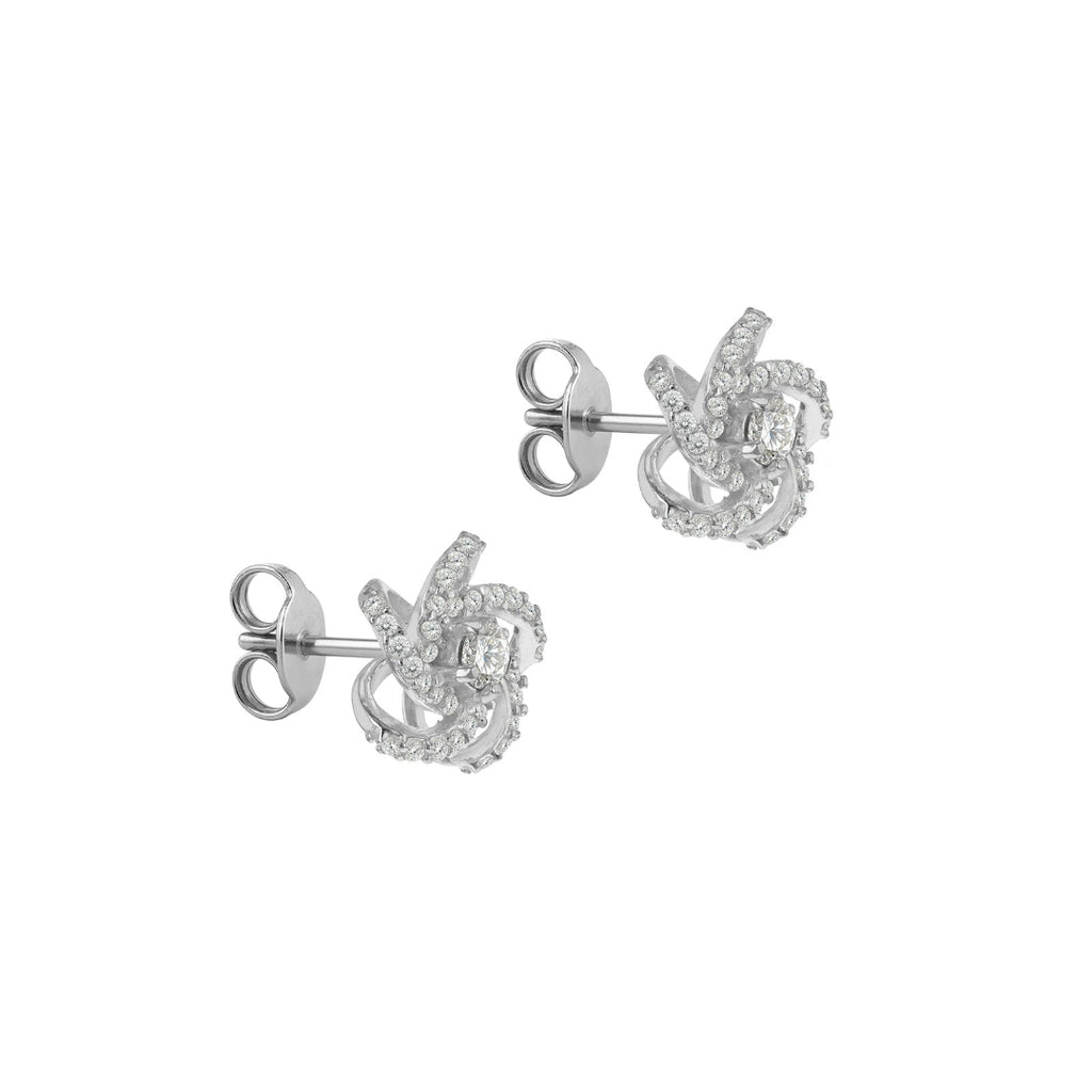 Sterling Silver CZ Swirl Stud Earrings