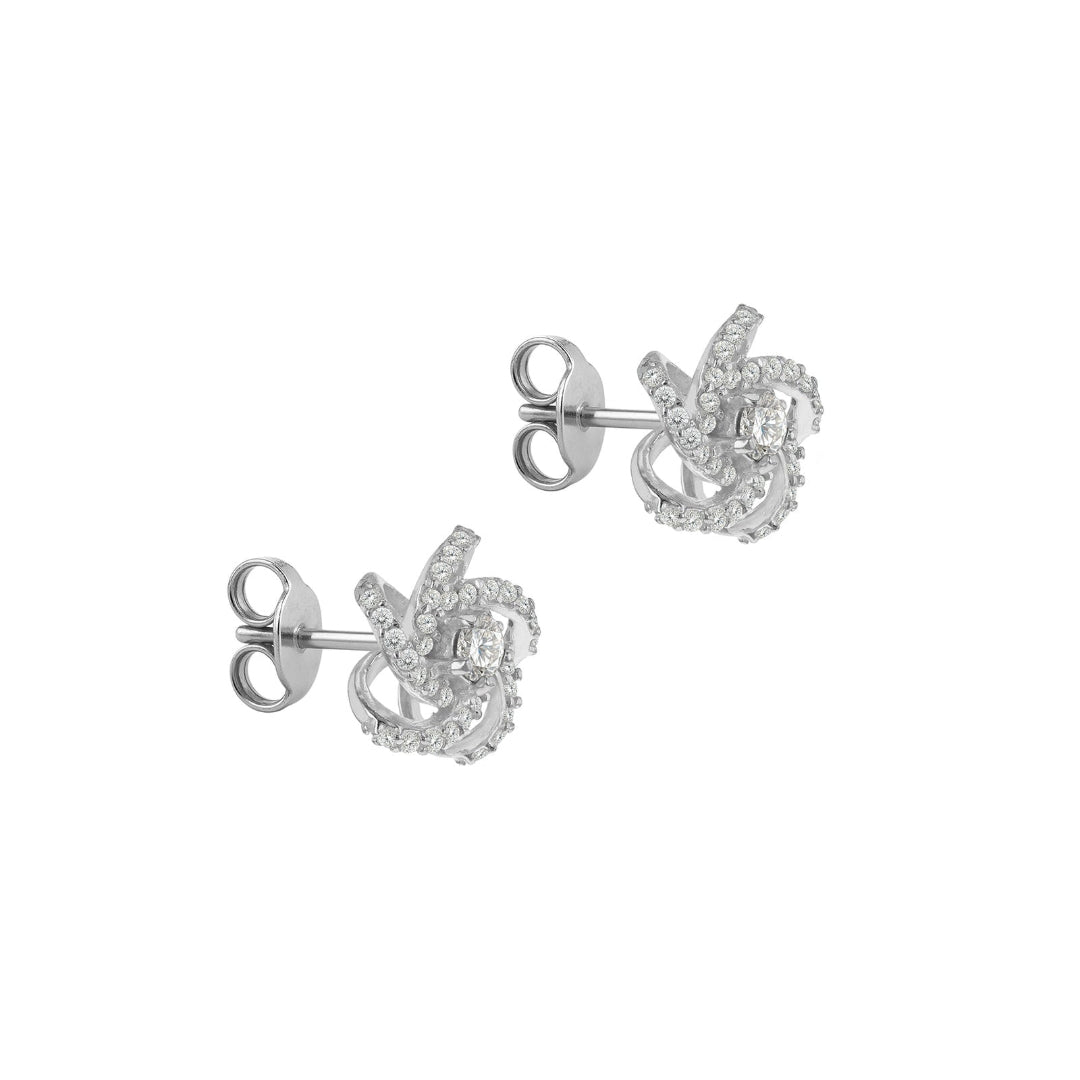 Sterling Silver CZ Swirl Stud Earrings