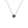Azure Glow Sterling Silver Necklace – Cushion Blue CZ Halo