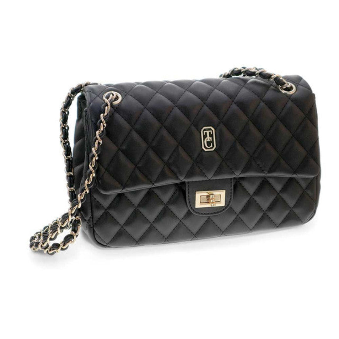Tipperary Crystal – Quilted Shoulder Bag Palermo in Black