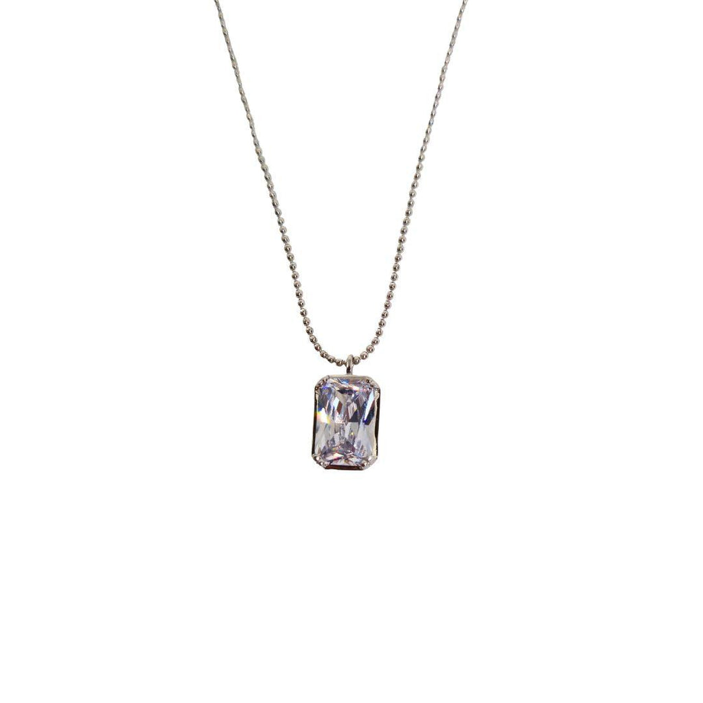 Crystal Aurora Sterling Silver Necklace – Emerald-Cut CZ Radiance