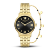 Amalys Alix Gold Watch & Bracelet Set – Black Dial with Stainless Steel Case