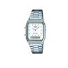Casio Vintage Ana-Digi – Stainless Steel Bracelet with White Dial