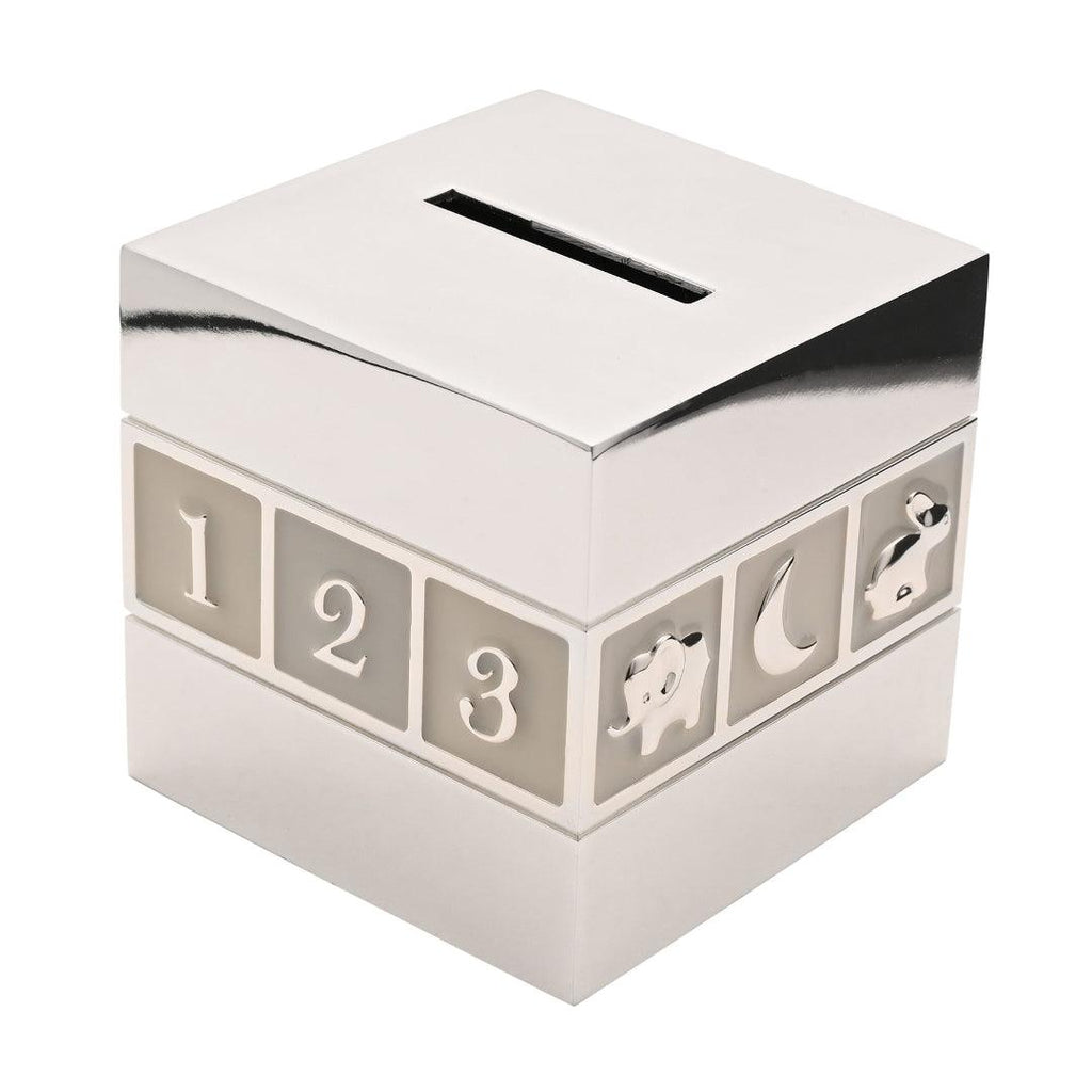 Silver Plated Baby Block Money Box
