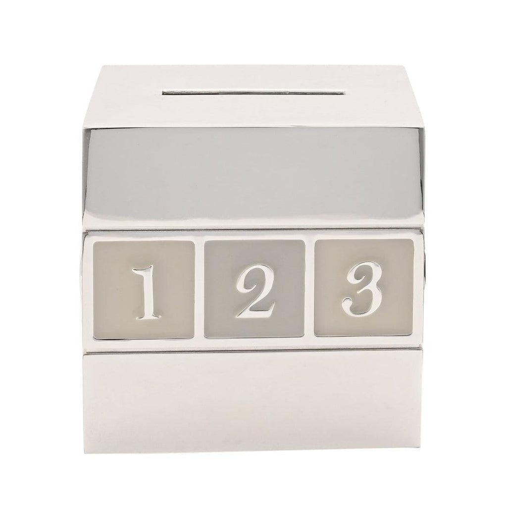 Silver Plated Baby Block Money Box