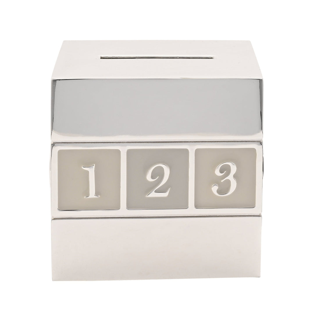 Silver Plated Baby Block Money Box
