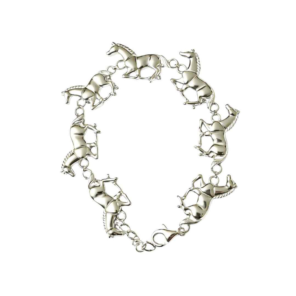 Sterling Silver Horse Bracelet – Linked Running Horse Design