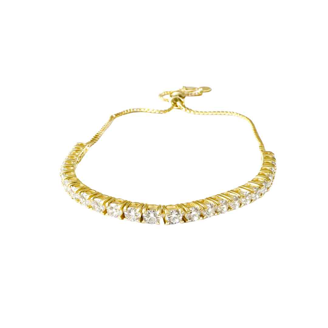 Yellow Gold Plated Tennis Bracelet – CZ Round‑Cut Sparkle