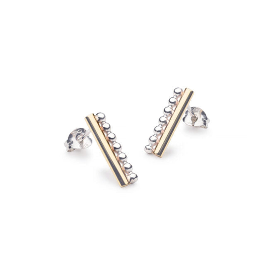 Yvonne Kelly - By My Side Stud Earrings - 9ct Gold & Sterling Silver