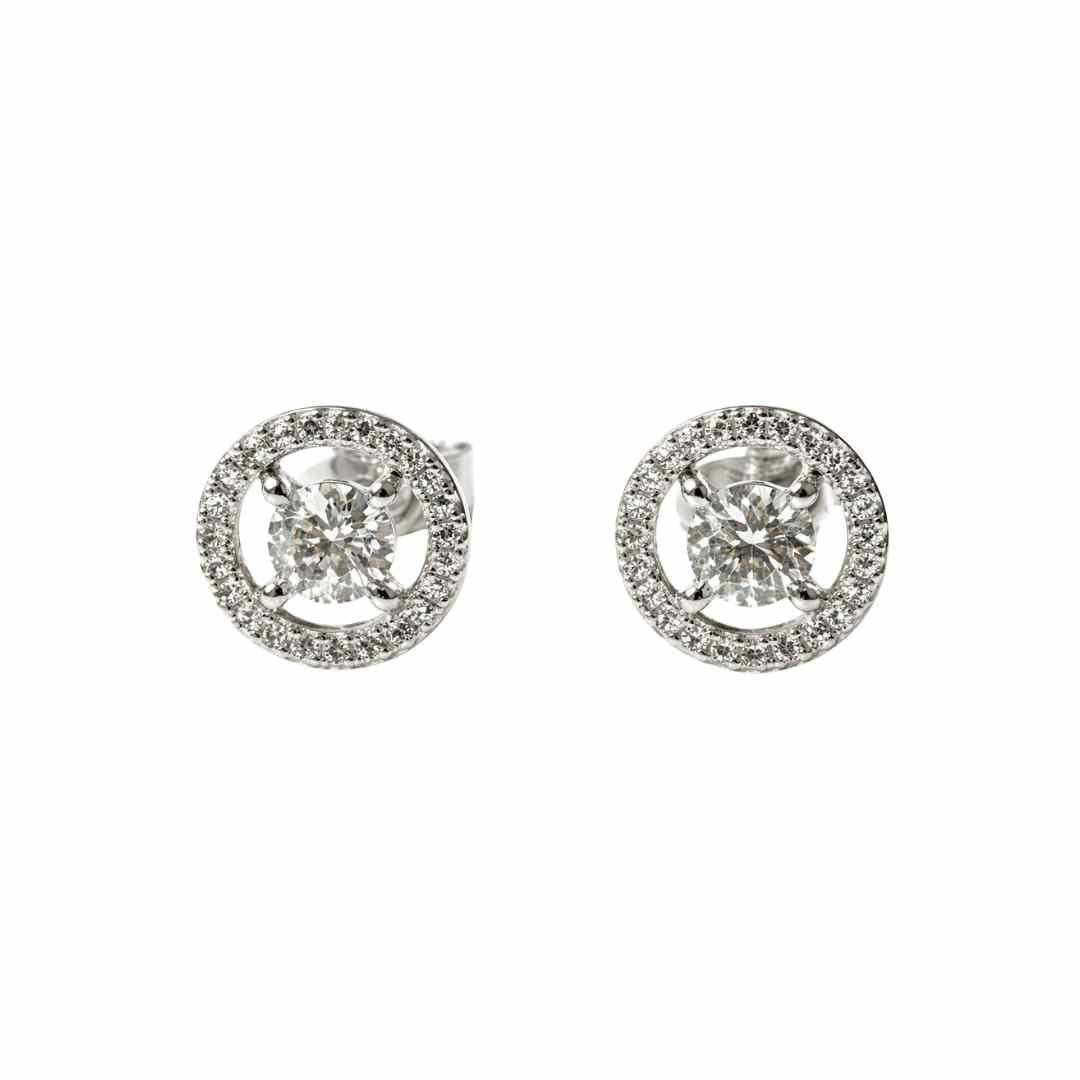 CZ Circle Stud Earrings – 9ct White Gold