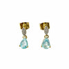 Aquamarine‑Coloured CZ Drop Stud Earrings – 9ct Yellow Gold