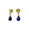 Sapphire‑Coloured CZ Drop Stud Earrings – 9ct Yellow Gold