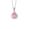 Sterling Silver Pink Teardrop Necklace – CZ Halo Drop