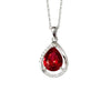 Sterling Silver Ruby Teardrop Necklace – CZ Halo Drop