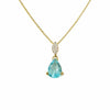 Aquamarine‑Coloured CZ Drop Necklace – 9ct Yellow Gold
