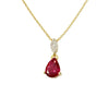 Ruby‑Coloured CZ Drop Necklace – 9ct Yellow Gold