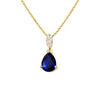 Sapphire‑Coloured CZ Drop Necklace – 9ct Yellow Gold