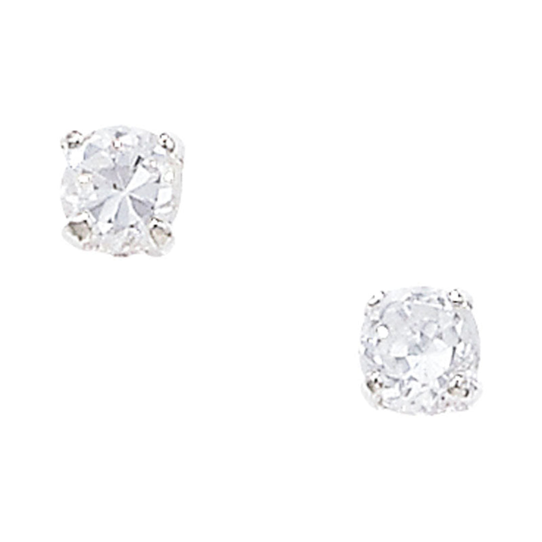 Classic Round Crystal Stud Earrings – Sterling Silver